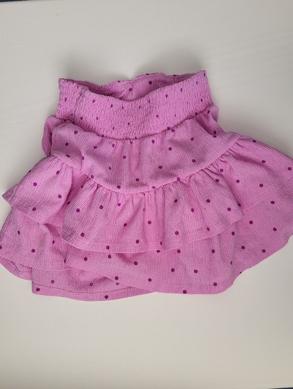 Pink Polka Dot Tiered Ruffle Skirt